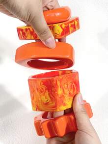 1pc Orange Gradient Color Exaggerated Asymmetric Cuff Bracelet, Everyday Wear Accessory For Women - Orange Series - View 4