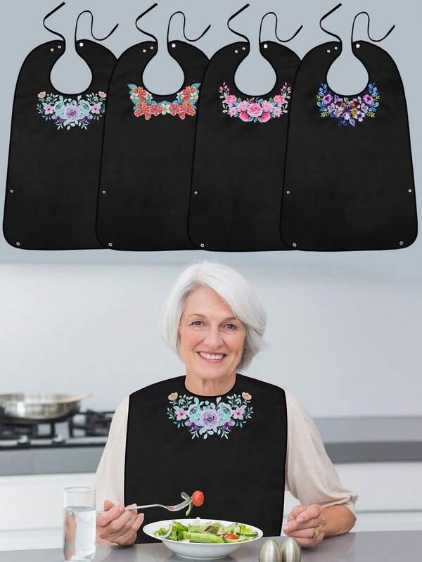 Single Pack Of High-Grade Printed Anti-Fouling Bibs Can Be Wiped And Reused, Waterproof And Leak-Proof Catering Aprons Are Suitable For The Elderly, Hospital Care, Home Cleaning, And Can Be Used In All Seasons