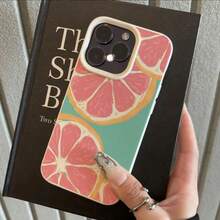 1pc TPU Material Fresh Grapefruit Fruit Pattern Phone Case Compatible With Apple/ Phones, International Version,  Not The Domestic Version - White - View 3