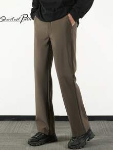 Pantalon slim coupe évasée de couleur unie pour hommes - Taupe - Voir 1
