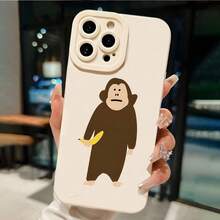 Funda para teléfono con un mono comiendo un plátano, diseñada con impresión y estética visual. Este teléfono mate ofrece modelos de 360 ​​grados 11, 12, 13, 14 Pro, 15, XR, XXS, 8 Plus, SE y. Es un cumpleaños para niños y niñas. - Negro - Ver 5
