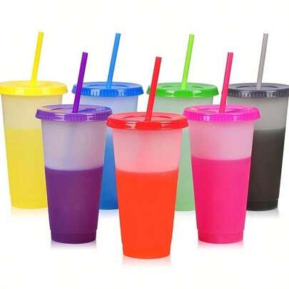Set de 10 Vasos Mágicos Cambia de Color 710ml Ideal Fiestas Eventos Celebraciones Paquete 10pz Reutilizable Drinkware Ecofriendly Diseño Divertido