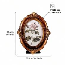 1 szt. Retro Vintage Kwiatowy Wzór Owalna Dekoracyjna Ramka Na Zdjęcia, Materiał Żywiczny Zniszczona Ozdobna Ramka Na Zdjęcia, Nadaje Się Do Dekoracji Zdjęć I Rekwizytów Fotograficznych
