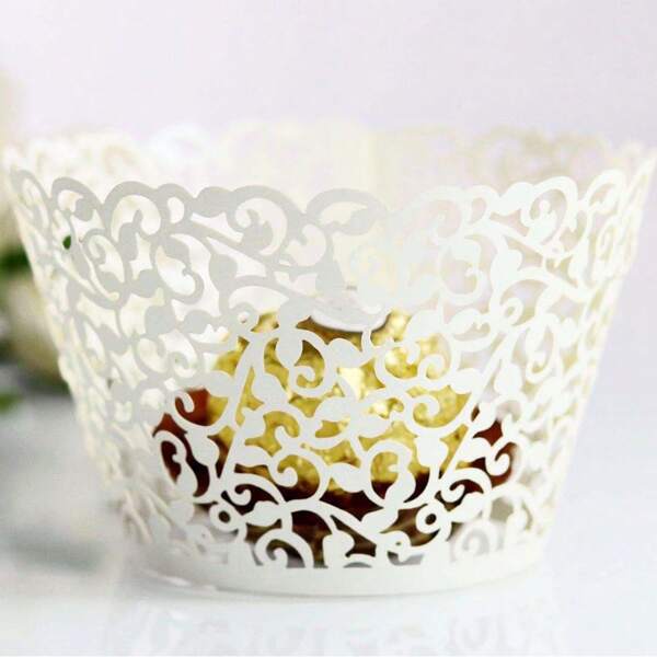 50pcs Elegant Hollow Cupcake Wrappers Muffin Liner Baking Cups For Weddings, Birthdays, And Special Events - Perfect For Baking And Decorating Cakes