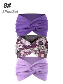 3pcs Women's Extra Wide Criss-Cross Casual Boho Headband, Solid Color Versatile Hair Accessories Turban Headband Sweatband, Hairband