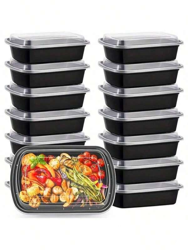 10 Pack, Reusable Plastic Lunch Boxes, Extra Thick Food Storage Containers, Rectangular Meal Prep Containers, Stackable, Leak-Proof, Microwavable, Dishwasher-Safe And Freezer-Safe