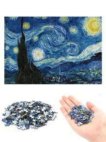 1000 piezas Rompecabezas de la Noche Estrellada - 1000 Piezas Mini Puzzles de Van Gogh para Adultos, Obra de Arte, Juego Familiar (Incluye Piezas de Rompecabezas y Papel de Dibujo) - El Mejor Regalo para Adultos (Obra de Arte y Juego Familiar)