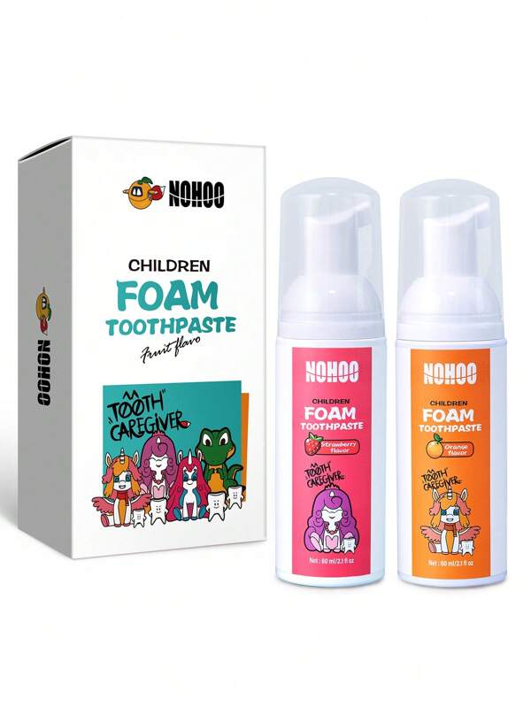 Pasta de dientes para niños segura de tragar | 4 paquetes de sabor a fresa y naranja sin flúor | Cuidado oral infantil para cepillos de dientes eléctricos, con extracto de fruta natural