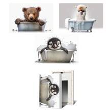 1pc Wall Arts Posters Cute Animals Baby In Bathtub Posters Elephant Panda Duck Prints Canvas Painting Bath Wall Art Picture For Living Room Home Decor Canvas, Frameless