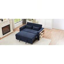 61.4" Pull-Out Sofa Bed Convertible Couch Loveseat Sofa Modern Sleeper Sofa With Adjustable Backrest For Living Room, Blue-8009 - Multicolor - View 11