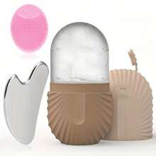 1pc/3pcs Ice Face Roller & Face Scrubber Facial Cleansing Brush & 304 Stainless Steel Gua Sha Tool Set, Skin Care Tool Beauty Set Face Massage Tool Roller Lifting Contouring Tool Reusable Face Wash Brush For Deep Cleaning Skin Care Set