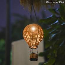 1pc Rattan Solar Lantern With Flickering Flame Effect, Solar Powered Hot Air Balloon Design, Outdoor Garden Patio Hanging Decor Lights, Holiday Decoration Room Decor Bedroom Decor Home Decor Wall Decor - Multicolor - View 10
