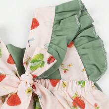 Girls Summer Overalls Printed Romper - Verde - Ver 3