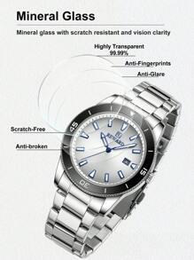 REWARD REWARD Men's Quartz Watch Business Fashion Style Timing Calendar Luminous Hands Multi-Functional Men Wristwatch High Quality Gift Classic Design Stainless Steel Watch Band