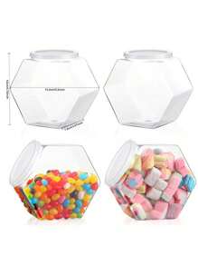 1/3/5 pezzi Barattoli di caramelle esagonali con coperchi - Contenitori di stoccaggio in plastica trasparente, adatti per snack, biscotti, cibo per animali domestici e sacchetti di caffè - Scelta perfetta per l'organizzazione della cucina