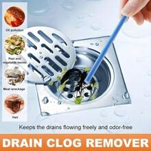 14pcs Drain Plug, Powerfully Deodorizing Drain Cleaner Rod, Suitable For Removing Odor And Clogged Objects In Kitchen And Bathroom Sinks, Toilets, And Pipes, Multi-Functional Household Cleaning Tool