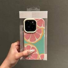 1pc TPU Material Fresh Grapefruit Fruit Pattern Phone Case Compatible With Apple/ Phones, International Version,  Not The Domestic Version - White - View 2