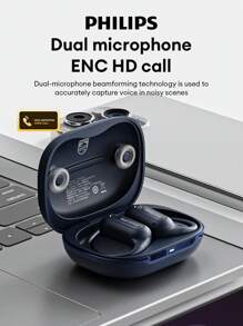 PHILIPS PHILIPS TAT4759 Bluetooth-Kopfhörer, Aufhänge-Stil, ANC Tiefe Geräuschunterdrückung, Surround-Sound, ENC Quad-Mikrofon Geräuschreduzierung, Hochauflösende Anrufe, schweißfest für Sport und Laufen, Kabellose Ohrhörer, kompatibel mit Smartphones & Computern