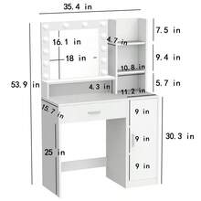 Vanity Desk With Mirror & Light, Large Drawer Three Level Storage Dresser, 3 Lighting Modes Adjustable Brightness, Bedroom Dressing Table(White)-5231 - Nhiều màu - Xem 11