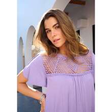 Roaman's Women's Plus Size Lace Yoke Pleated Tunic