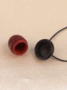 1pc Wax Rope & Wooden Acorn Pendant Necklace, Colorful Apple Pendant Necklace, Multicolor Wooden Rainbow Pine Cone Necklace, Unisex Jewelry