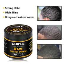 Goiple 360 Wave Training Pomade Kit For Men, Strong Hold Wave Control Grease With Shea Butter, 24H Long Lasting Natural Wave Definition, Scalp Nourishing & Shine Boosting, Easy Wash Non-Greasy Moisturizing Formula, For Textured Hair & All Hair Types - 1pc Black - View 10