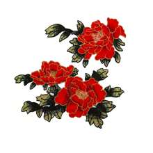 2PCS/Set Vibrant Water Soluble Flower Embroidery Patches For Christmas And New Year Holidays - Pink Orange Rose Red - Fashion-Forward Skirt Stickers & Clothing Accessories - Durable Embroidered Applique For Sewing Projects