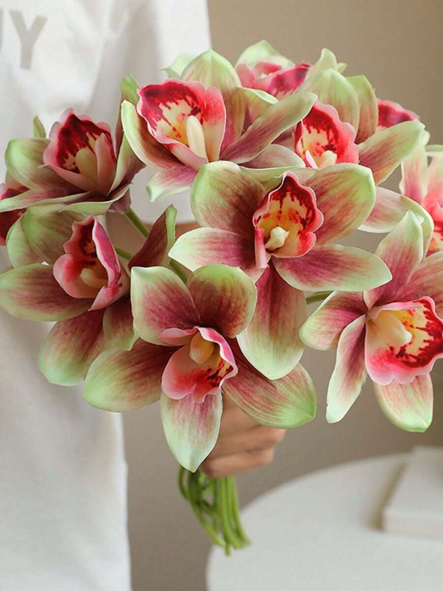 Conjunto de 6 piezas Flor simulada de Huilan de tacto manual, ramo pequeño de flores para decoración del hogar, sala de estar, mesa de comedor, adorno de flor falsa