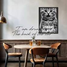1 buc / 3 buc Postere de perete cu cadru opțional / Înrămat LGBT Lesbiene Eat What Meme Cat Poster Canvas Printing Funny Meme Wall Decor Lesbiene Bar Home Wall Decor Comic Prints Decorare