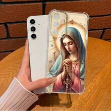 Virgin Mary Pattern Phone Case For  GALAXY A14 A15 A16 A25 A26 A34 A35 A36 A53 A54 A55 A56 4G 5G Gift Ideas Anti-Drop Cellphone Protective Case Soft Transparent Iphon Case For Iphone  17air/11/12/13 14 15 16promax Plus - Transparent-1 - View 5