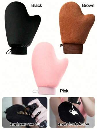 5 件可重复使用的身体和面部自助晒黑手套双面乳液涂抹器晒黑手套可洗，可重复使用的身体和面部自助晒黑手套，双面乳液涂抹器手套，可洗晒黑手套用于身体护理水疗上油 - 带拇指和天鹅绒衬里，晒黑和防晒霜涂抹手套
