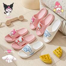 Sanrio 1 Paar Sanrio Hello Kitty & My Melody&Cinnamoroll Damen EVA Badeschlappen - Weich, rutschfest Hausschuhe mit süßem Cartoon Design, Rosa, perfekt für Badezimmer oder Entspannen Zuhause