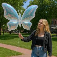 39 Inch Iridescent Transparent Butterfly Balloons - Decoration For Wedding/Birthday/Party, Extra Large Single Pack, Balloon Arch, Summer Theme Decor, Photo Props Gifts Beach Back To School School Supplies Room Decor