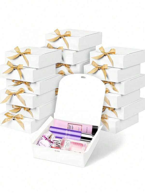 10 piezas Cajas de regalo con tapa blanca, cajas de regalo con tapa a granel, cajas de propuesta con cintas para damas de honor, boda, cumpleaños, fiesta y otros regalos de celebración, Día de San Valentín, vuelta al colegio