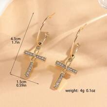1 Pair Fashionable Women's Simple & Unique Cross Pendant Earrings, Versatile