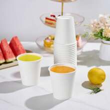 50/40/30/25/20/15/10/5pcs/Set 9oz White Paper Coffee/Water/Beverage/Milk/Juice Cups, Suitable For Hot/Cold Drinks, For Office, Party, Picnic, Travel And Events