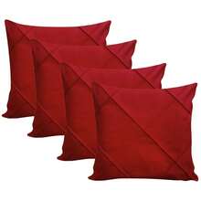 Kit Of 4 Draped Suede Cushion Covers 45x45 With Invisible Zipper - 4 Red - View 3