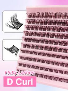 Rikuaild 110 piezas Racimos de pestañas D Curl con efecto de ojos de gato de 8-16mm, pestañas individuales naturales y tupidas, racimos de pestañas cruzadas DIY para extensiones de pestañas con aspecto natural - Negro - Ver 5