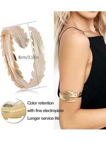 6 Pieces Arm Cuff Upper Arm Band Cuff Bracelet Bangle For Women Silver Gold Adjustable Armband Set