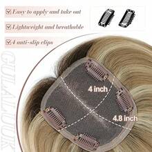 12inch Human Hair Toppers For Women Real Human Hair Topper Hair Pieces For Women Human Hair Toppers For Women With Thinning Hair Pieces For Thinning Hair Loss Cover - Creamy Iced Blonde - 查看 2