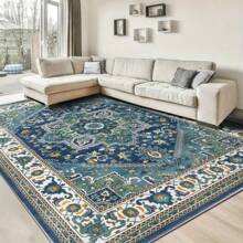 Large Area Rug/1000g/M², Blue Retro Bohemian Pattern, Luxury Area Rug, Premium Machine Washable, Upgraded Version With Thickened And Dense Material, Fade-Resistant, Modern, Backyard Bathroom Elegant And Stylish Creative Dorm Game Room Rug Retro Style Home Decoration Rug - Multiple Sizes Available Bathroom Decor Summer Carpet Bathroom Accessories Back To School