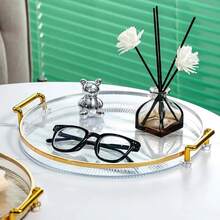 Nordic Decorative Multipurpose Serving Tray With Handle And Gold Detail Table Decoration - Vàng - Xem 2