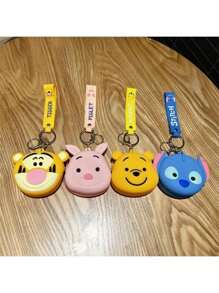 1pc Disney Cartoon Winnie The Pooh Coin Purse Keychain, Cute Pendant Bag Charm, Earphone Cable Organizer, Small Gift, School Supplies,Back To School