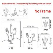 3pcs/Set Wooden Framed Canvas Posters, Black And White Modern Minimalist Line Print, Kitchen Wall Art Cutlery Wine And Cheese Coffee , For Living Room, Bedroom, Kitchen, Dining Room, Classroom Decor, Office,Wall Art, Wall Decoration, Room Decoration, Perfect Gift For Art Lovers & Home Decor Enthusiasts, Optional Frame - Multicolor - View 16
