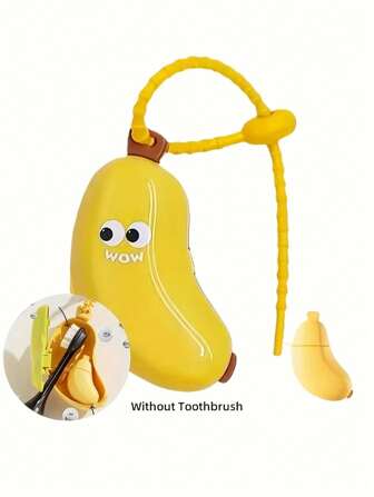 Soporte para cepillo de dientes en forma de plátano y estuche de viaje - Diseño de plátano de dibujos animados lindo, plástico ABS duradero, cubierta portátil contra el polvo para cepillos de dientes eléctricos y manuales, organizador compacto para baño y viajes (Gracioso amarillo), Estuche de viaje para cepillo de dientes, accesorios de higiene diaria, decoraciones originales, diseño ajustado
