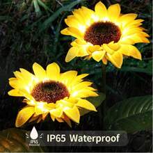 2x Solar Flower Stake Lights Outdoor Garden Path Party LED Lamps Sunflower Decor