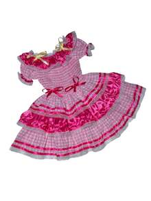 Country Dress For Children, Youth, June Festival, Traditional Square Dance, São João, Butterflies Kids - 藕粉色 - 查看 2