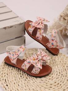 1 par de sandalias planas rosas con lazo de perla y strass, de moda y versátiles, indicadas para uso diario, baile, exterior en primavera y otoño, con decoración brillante y punta cerrada, adecuadas para tallas grandes - Rosa - Ver 4