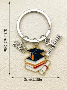 5 piezas Llavero unisex de graduación 2025-2026, llavero de gorra de graduación de aleación con forma de gota de aceite, regalo de recuerdo de ceremonia de graduación, colgante para mochila y bolso