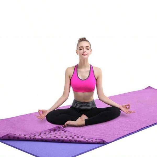 1 Toalla de yoga, toalla de esterilla de yoga, con puntos de agarre antideslizante y absorción de sudor, adecuada para yoga en interiores, pilates y deportes, bolsa de almacenamiento de toalla de yoga